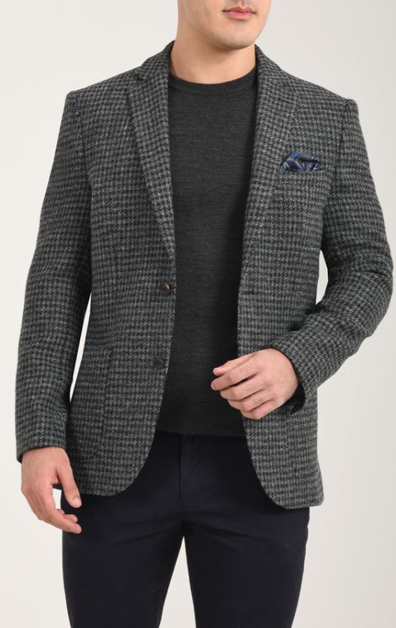 Harris Tweed Veste Tweed Gris Pied de Poule Dobell