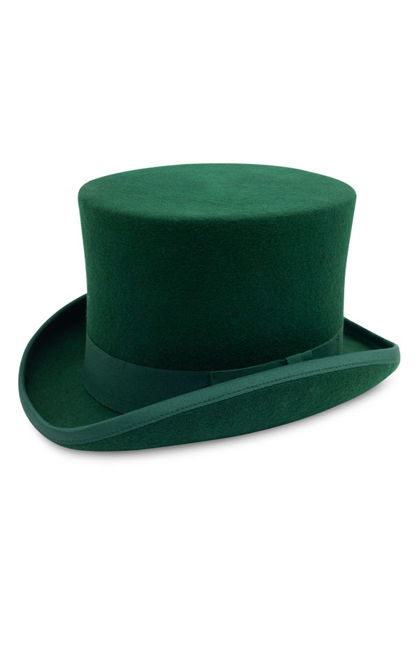 Chapeau haut de forme velours fluo vert
