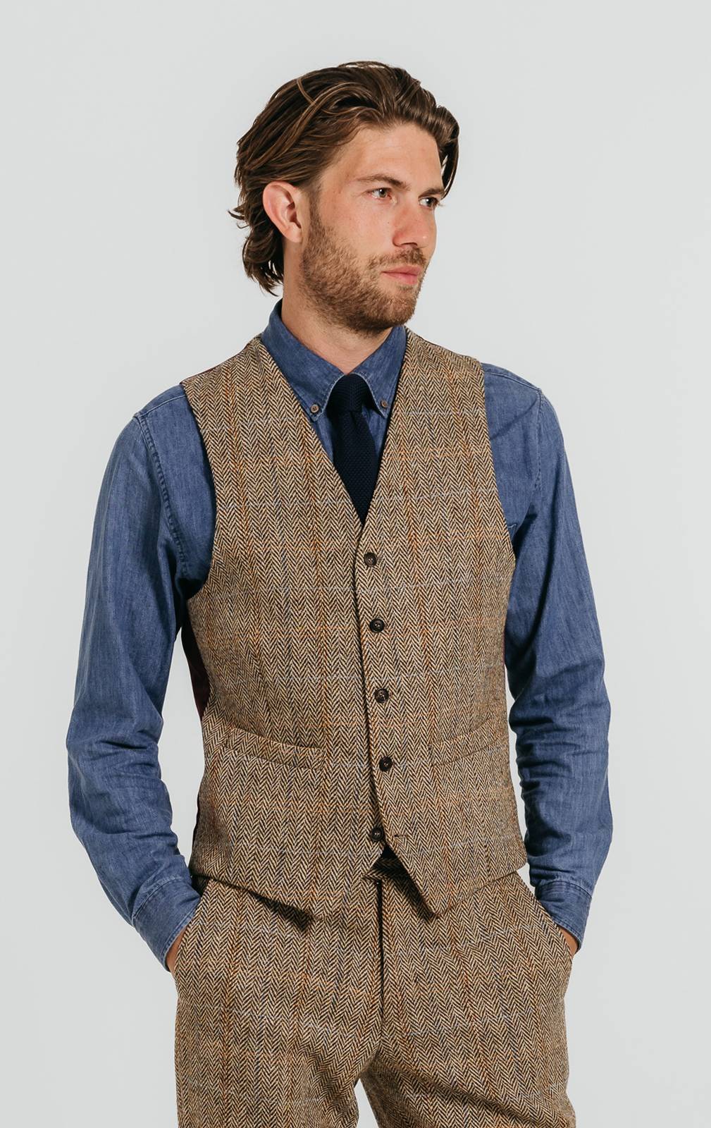 Veste En Tweed Orvis Marron - Col Mandarin - Taille M - Occasion Excellent état