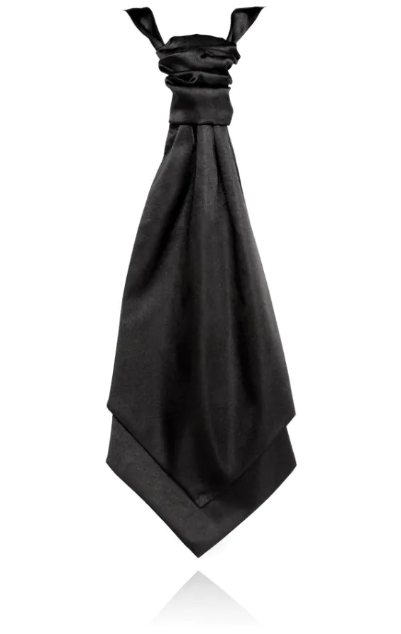 Foulard-Cravate Satin Poly Noir Garçon