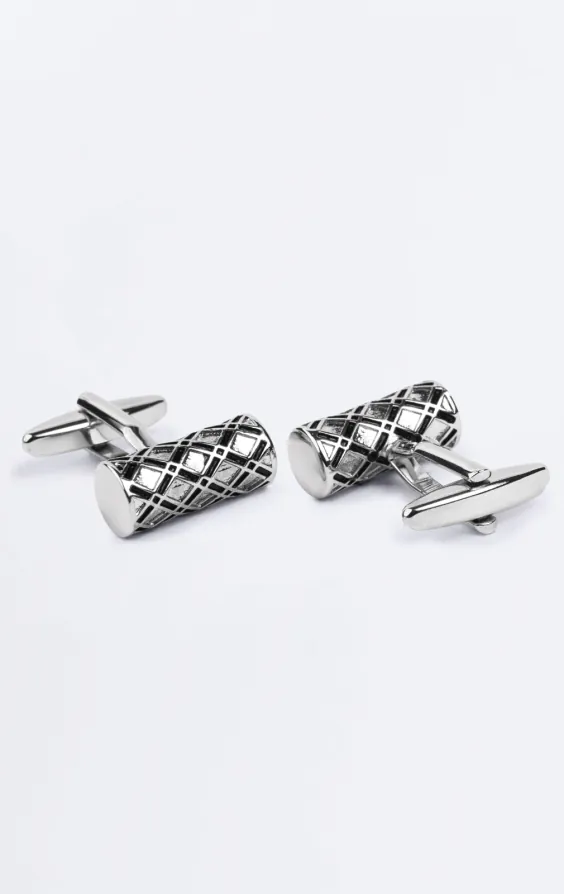Boutons de manchette en argent à motif de diamant - photo 1