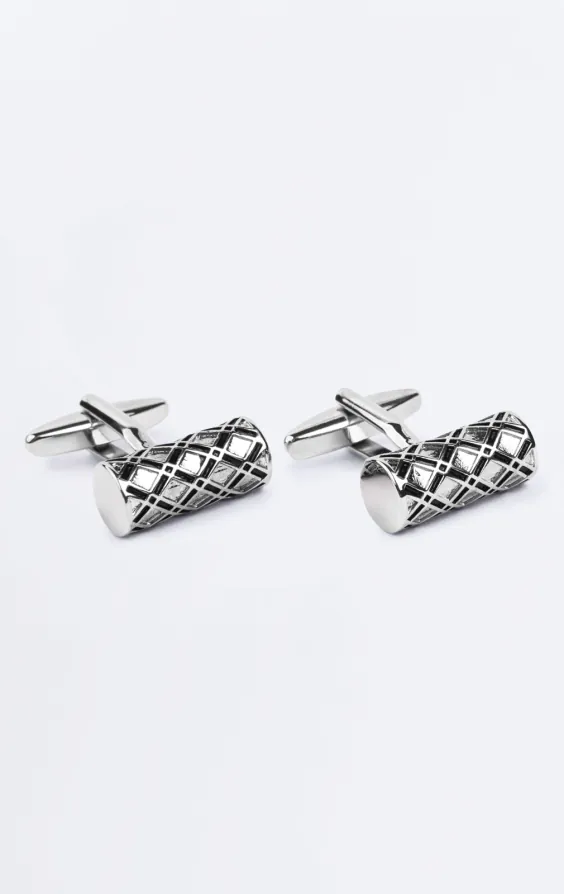 Boutons de manchette en argent à motif de diamant