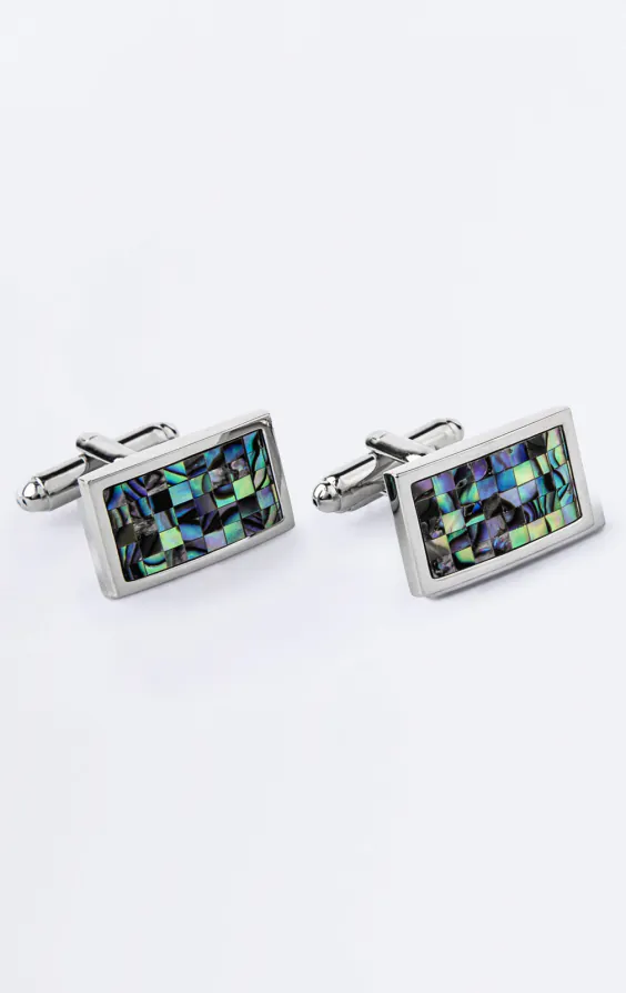Boutons de manchette rectangulaires Aqua Marble