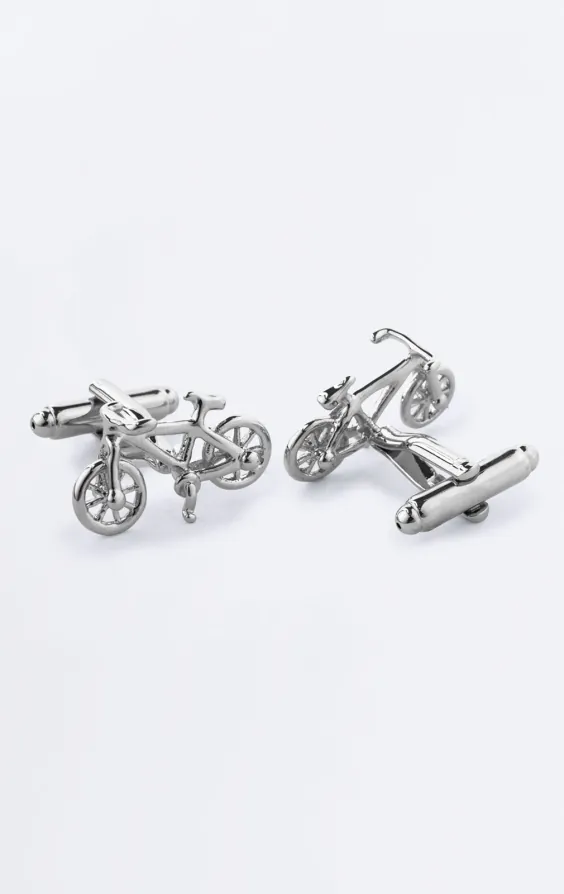 Boutons de manchette bicyclette argentés - photo 1