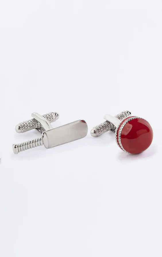 Boutons de manchette chauve-souris et balle de cricket