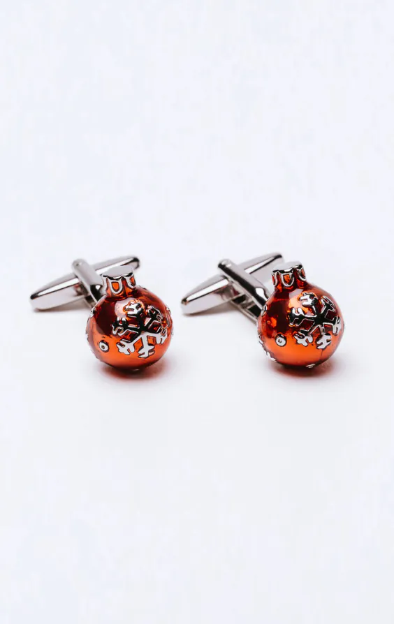 Boutons de manchette avec boule de Noël rouge