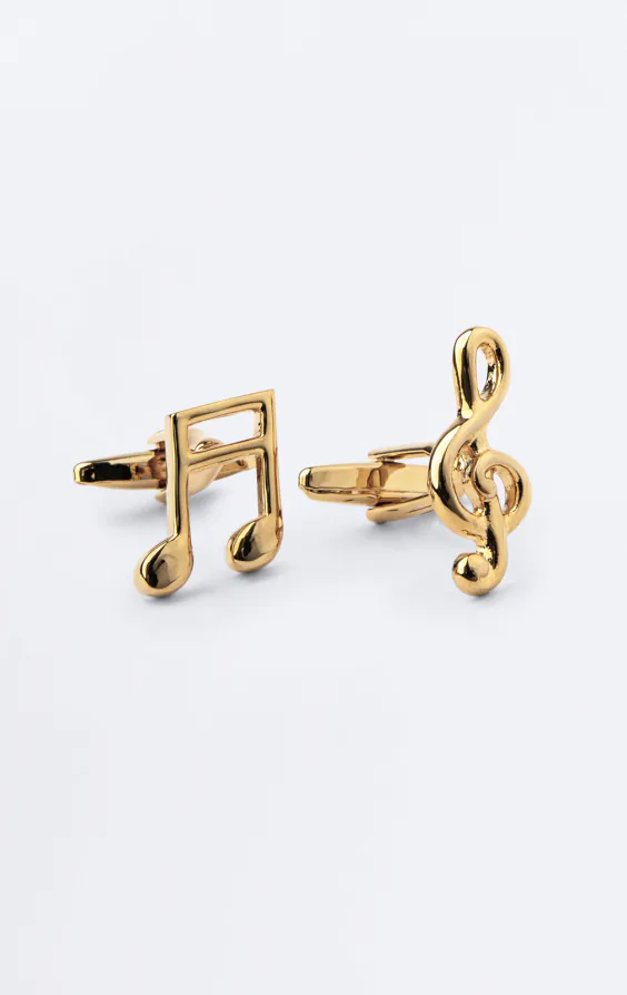 Boutons de manchette or Clé de sol et notes de musique