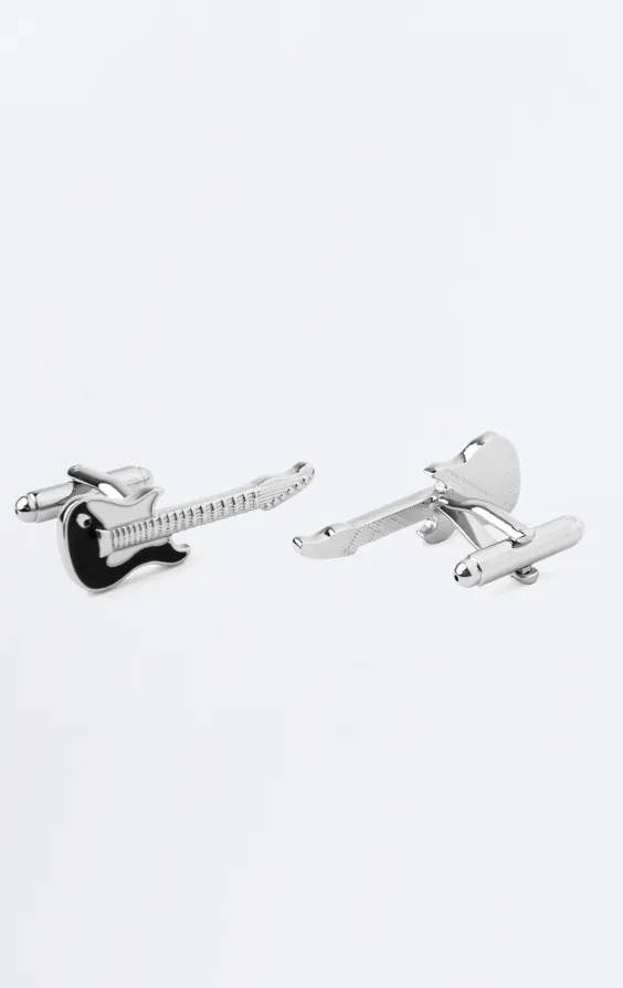 Boutons de manchette guitare noir et blanc - photo 1