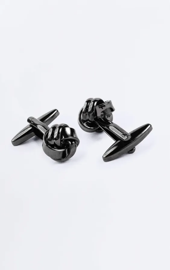 Boutons de manchette noeud gris Gunmetal - photo 1