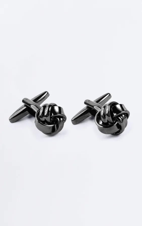 Boutons de manchette noeud gris Gunmetal