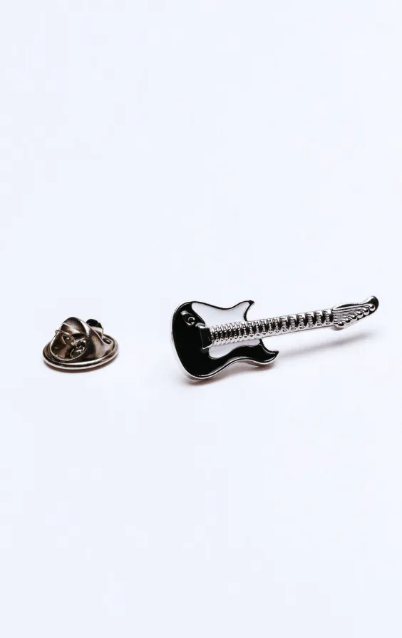 Badge de revers de guitare noir et blanc - photo 1