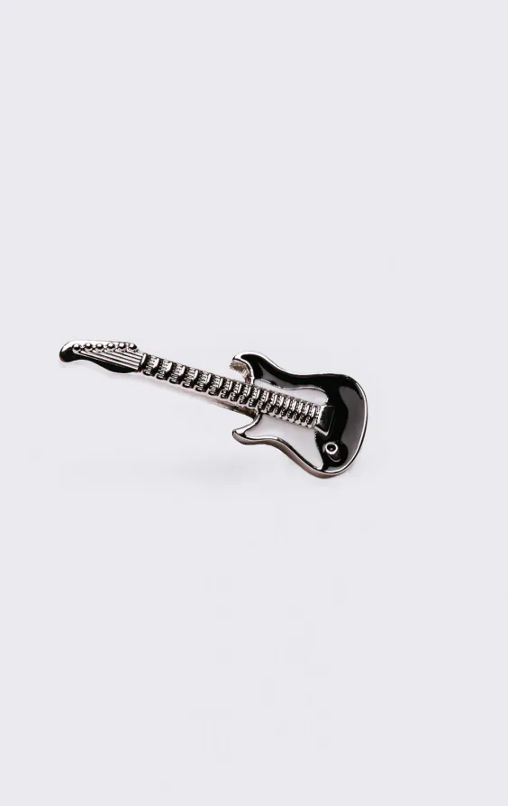 Badge de revers de guitare noir et blanc
