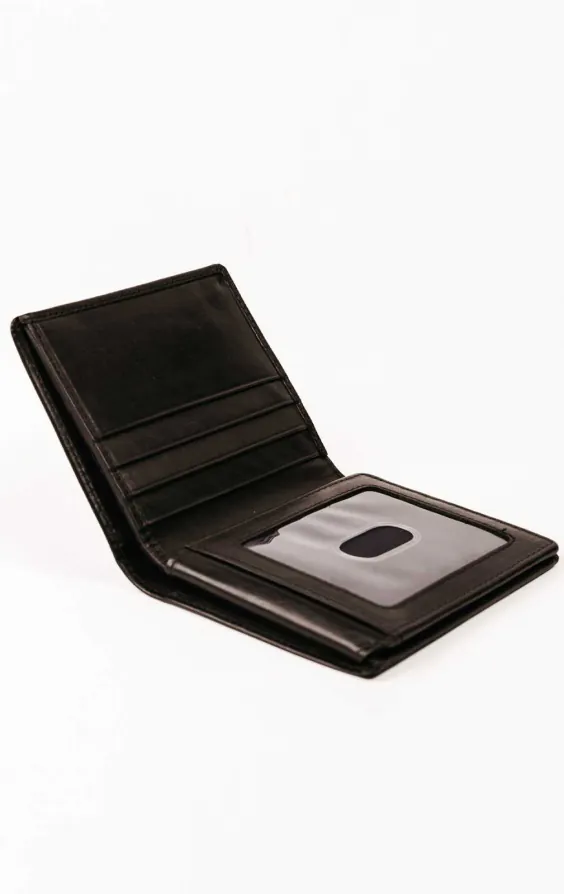 Portefeuille / porte-cartes de crédit en cuir noir RFID - photo 2
