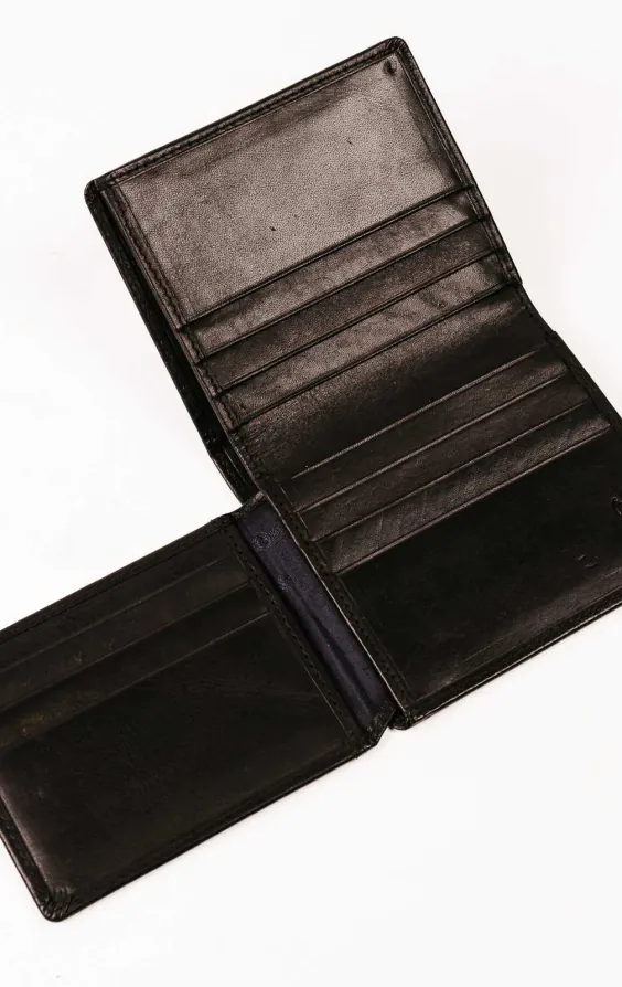 Portefeuille / porte-cartes de crédit en cuir noir RFID - photo 3