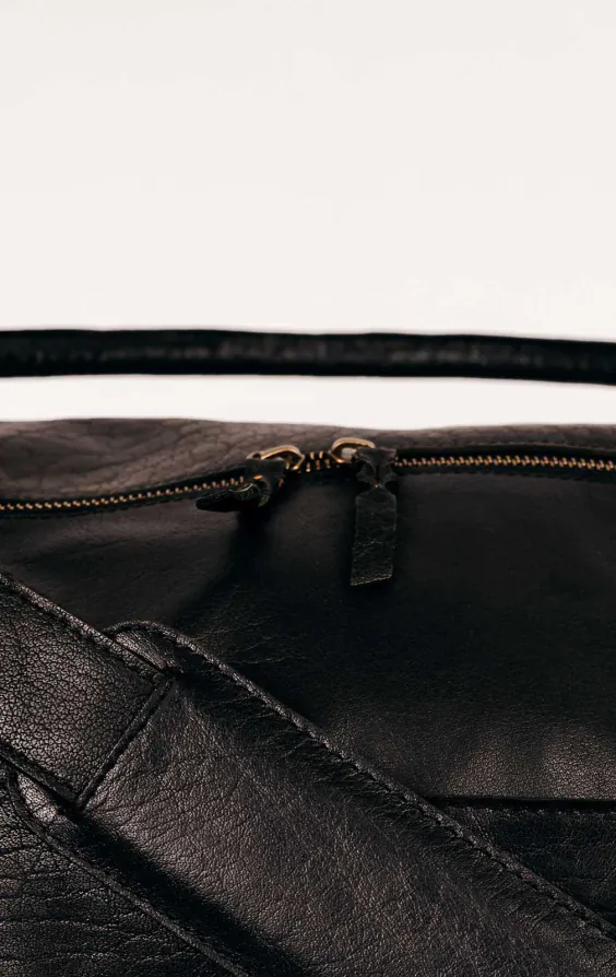Bagage de voyage en cuir noir - photo 2