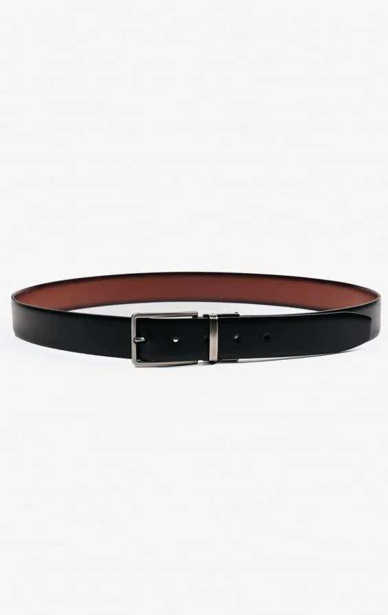 Ceinture réversible en cuir noir et tan - photo 4