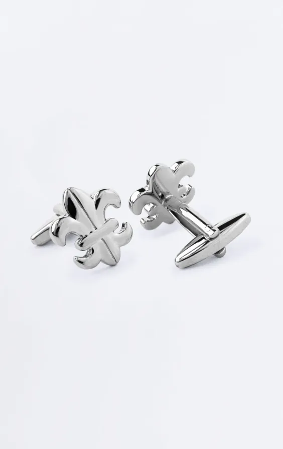 Boutons de manchette Fleur de Lys argentés - photo 1