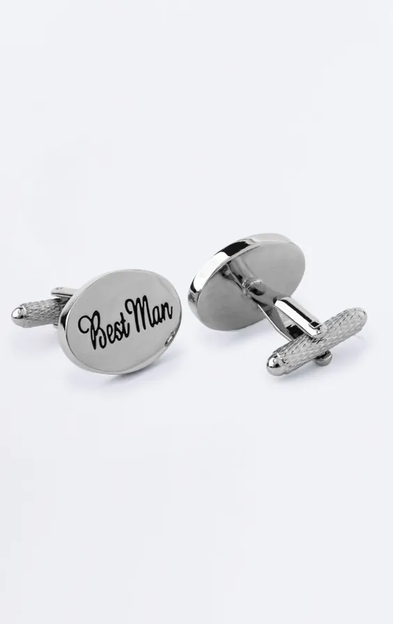 Boutons de manchette 'Best Man' argentés - photo 1