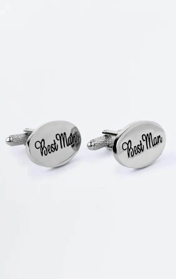 Boutons de manchette 'Best Man' argentés