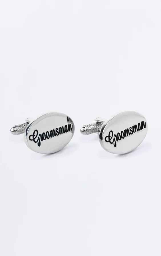 Boutons de manchette 'Groomsman' argentés
