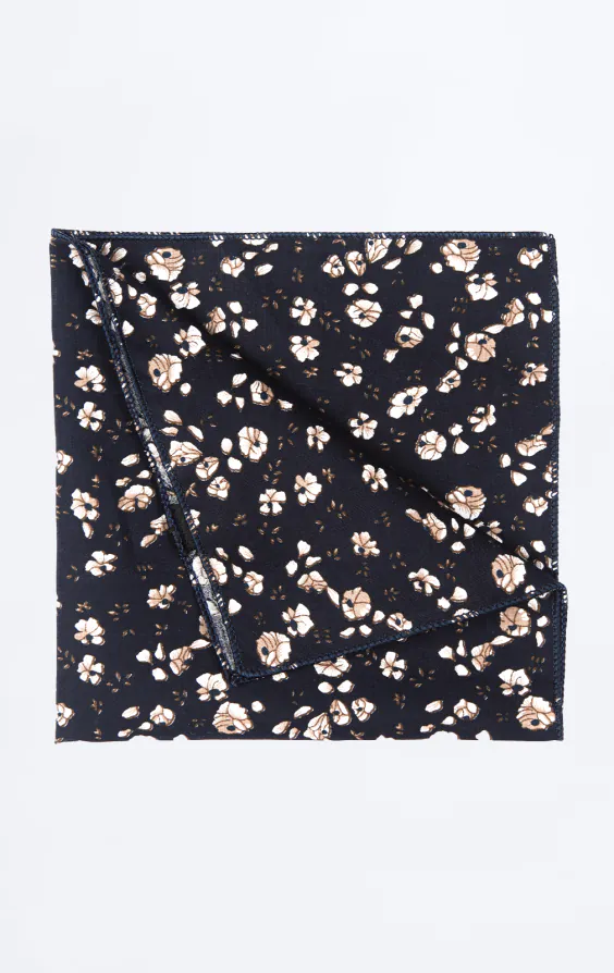 Pochette fleurie bleue et blanche