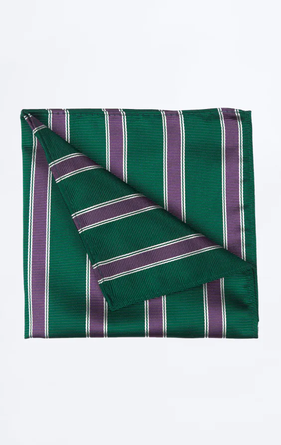 Pochette verte à rayures violettes