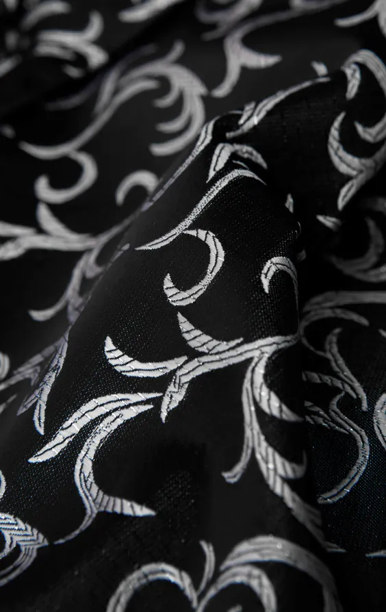 Foulard-Cravate Motif Jacquard Swirl Edwardien Noir/Argent - photo 1