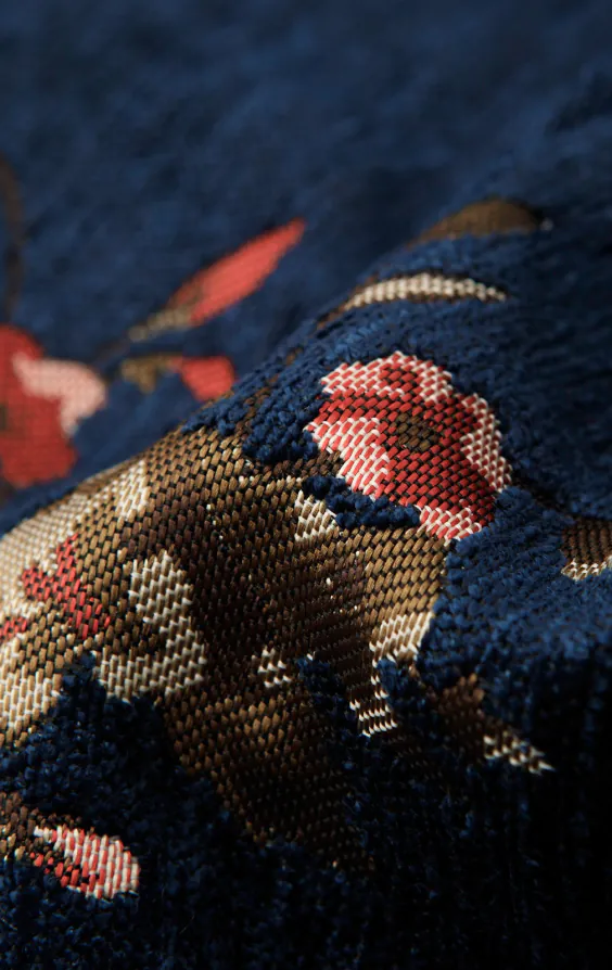 Gilet en brocart bleu floral - photo 3