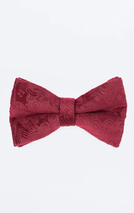 Nœud Papillon en Velours Motif Cachemire Bordeaux Nœud Papillon en Velours Motif Cachemire Bordeaux