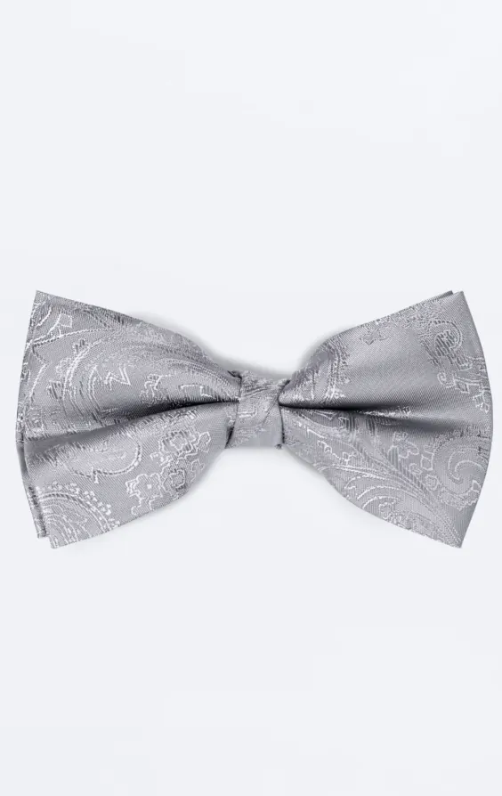 Nœud Papillon Argenté Motif Cachemire