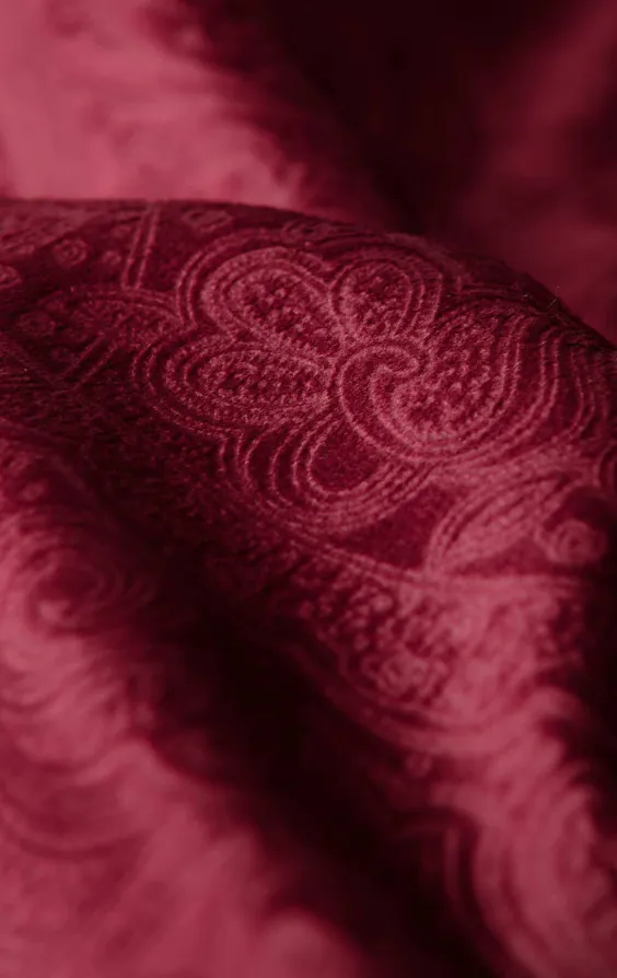 Veste de smoking en velour motif cachemire bordeaux - photo 5