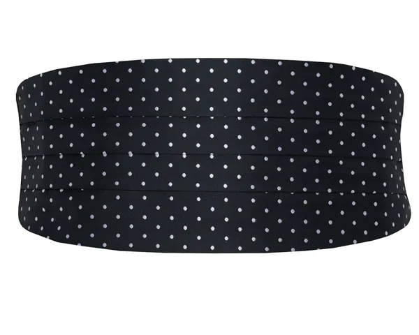 Dobell Ceinture de Smoking à Pois Noir et Blanc
