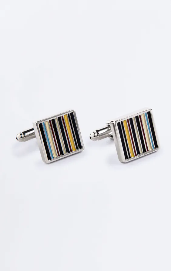 Boutons de Manchette Rayés Multicolores