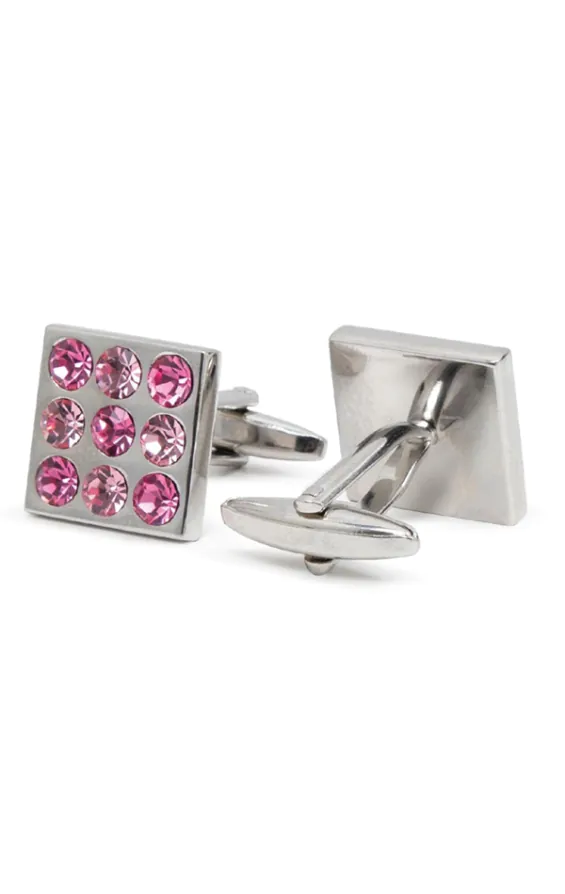 Boutons de manchette carrés en cristal rose bicolore - photo 1