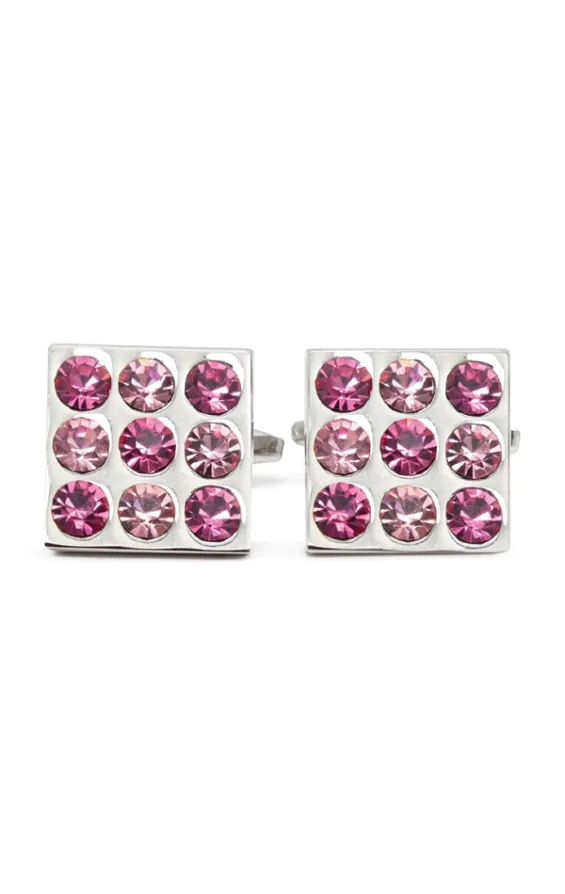Boutons de manchette carrés en cristal rose bicolore - photo 2