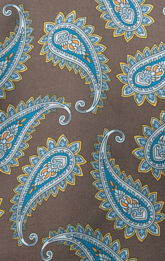 Foulard Marron À Motif Cachemire Bleu - photo 1