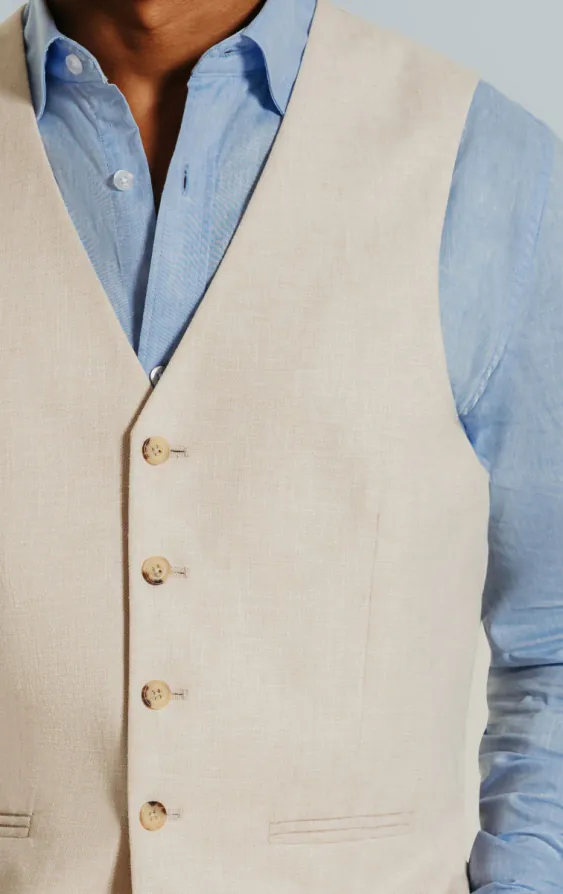 Gilet en lin couleur crème coupe slim - photo 1