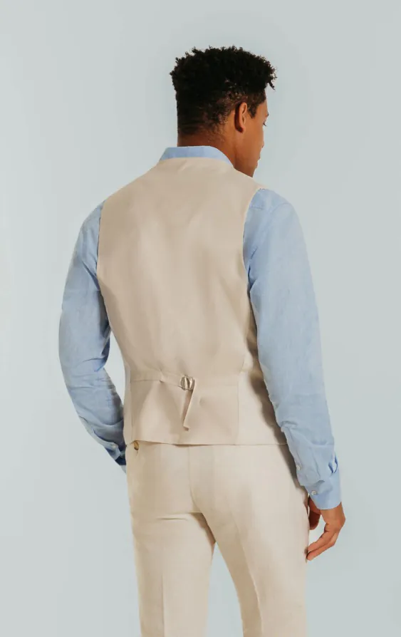 Gilet en lin couleur crème coupe slim - photo 2
