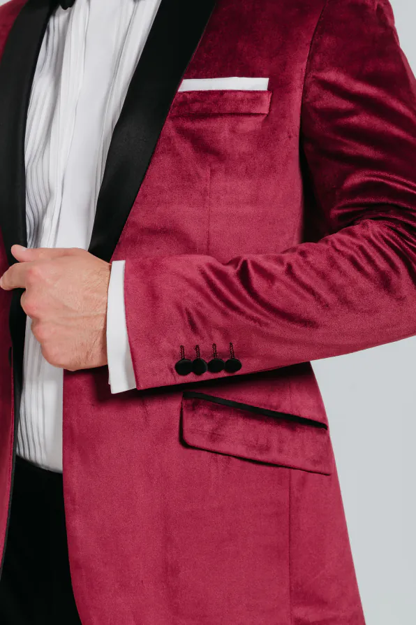 Veste velours slim bordeaux - photo 3