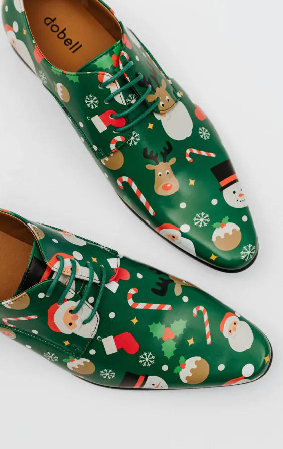 Chaussures de Noël Vert Motif Père Noël et Amis - photo 1