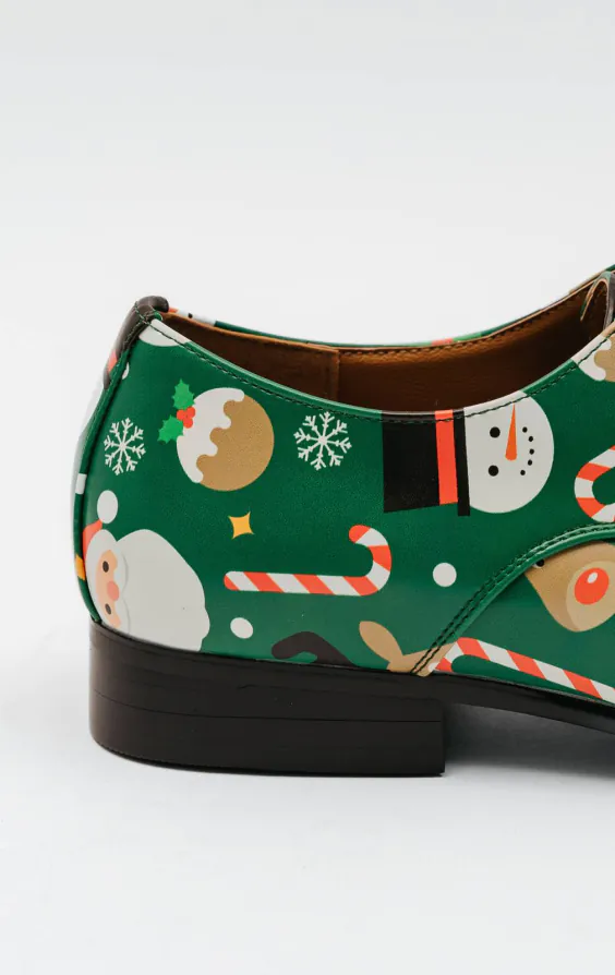 Chaussures de Noël Vert Motif Père Noël et Amis - photo 4