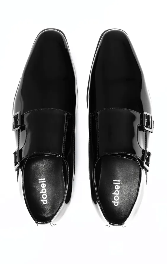 Chaussures Vernies Noires À Double Boucle - photo 2