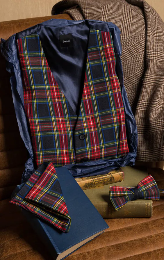 Ensemble classique en tartan bleu