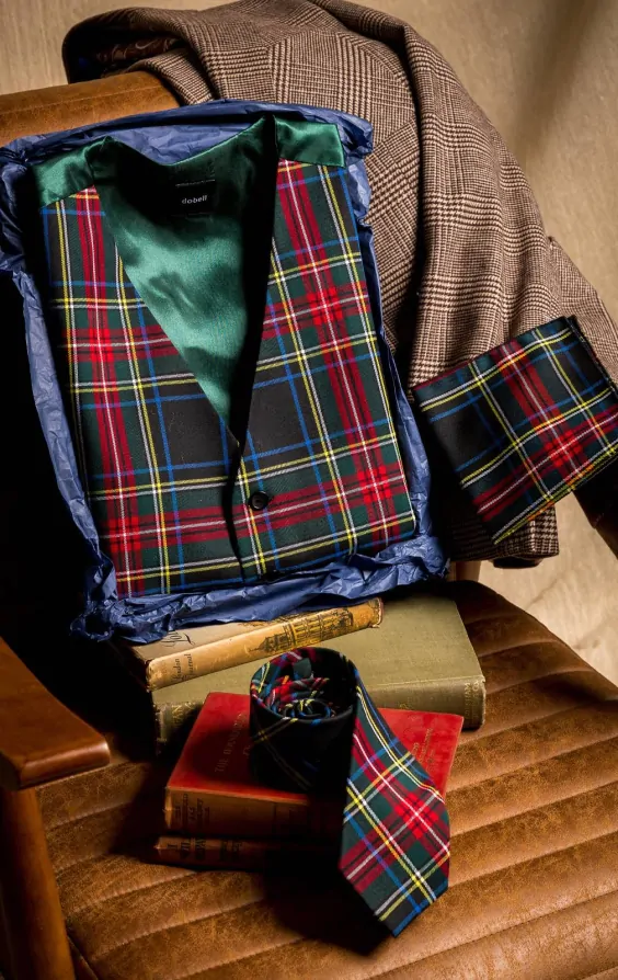 Gilet Homme Dobell Vert Tartan, Taille M (38-40) - Neuf Avec étiquettes