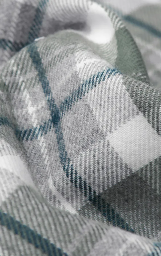 Chemise en coton brossé à carreaux verts et gris - photo 5 Chemise en coton brossé à carreaux verts et gris - photo 5