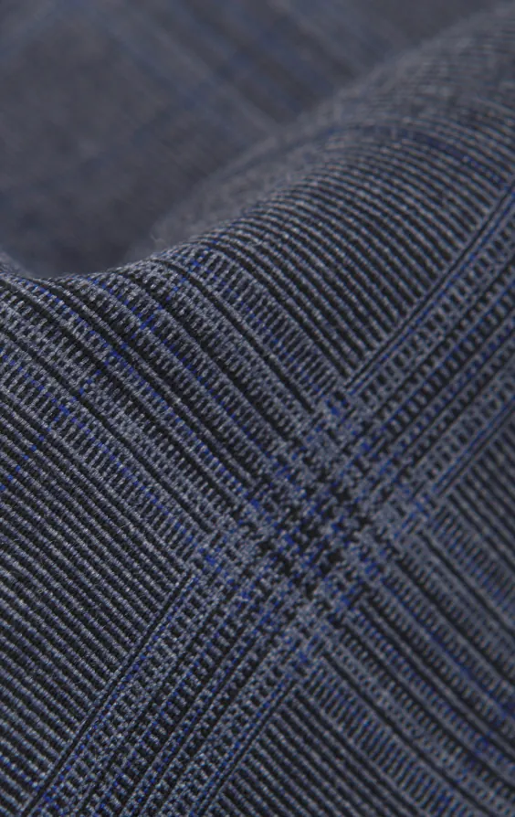 Veste de costume à carreaux gris et bleus avec bordure marine - photo 7