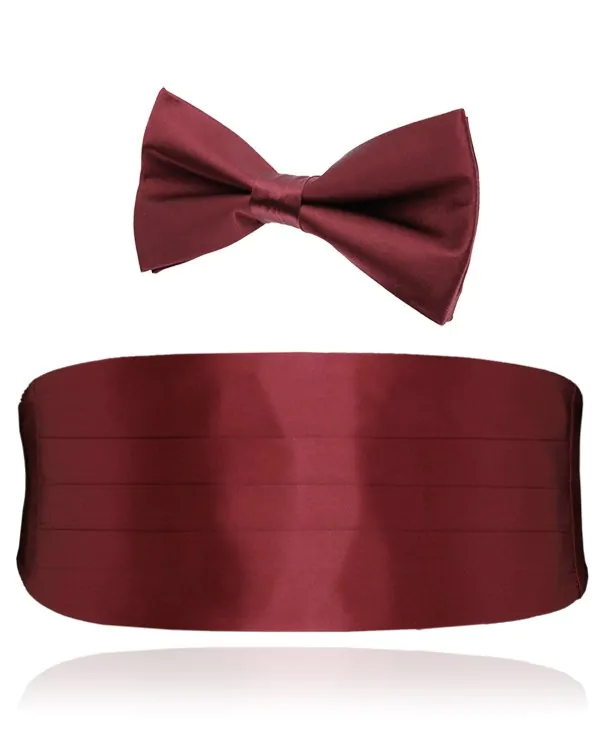 Ensemble Ceinture de Smoking et N ud Papillon Pre Noue en Soie Bordeaux Dobell