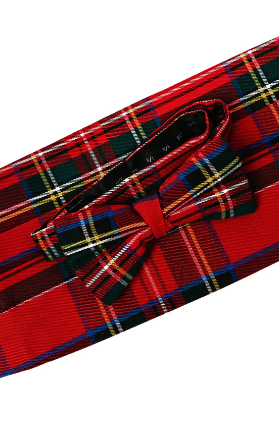 Dobell Ensemble Ceinture de Smoking & Nœud Papillon Pré-noué Rouge Tartan - photo 1