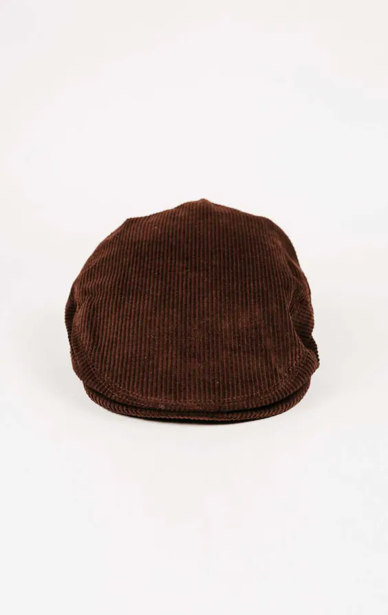 Casquette plate classique en velours côtelé marron - photo 1