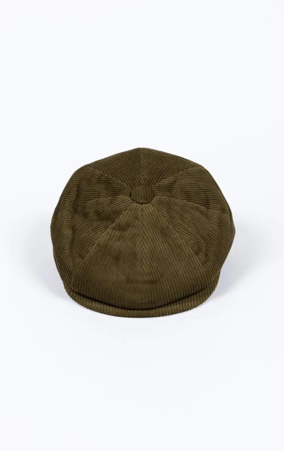 Casquette Newsboy en velours côtelé vert olive - photo 1
